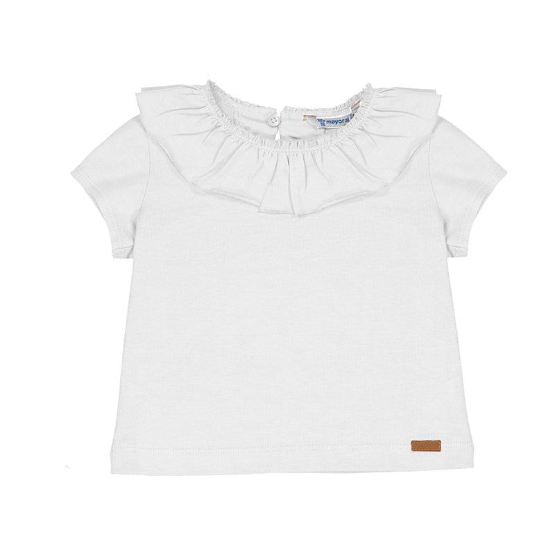 Camiseta cuello volante blanca - Mayoral