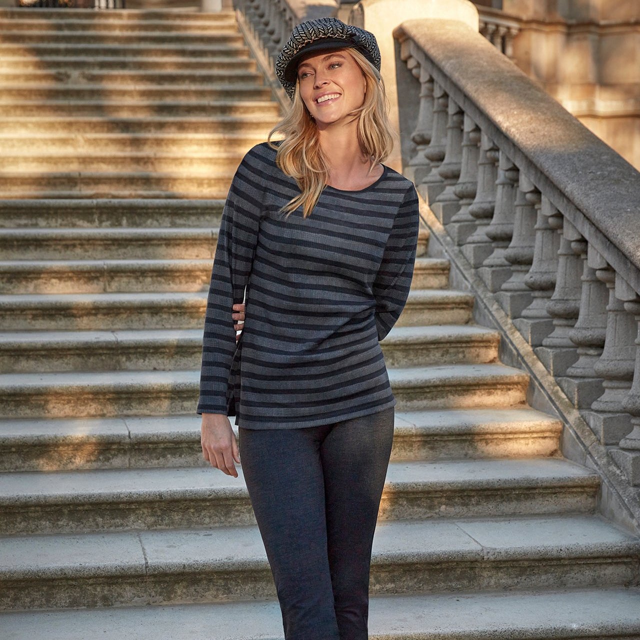 Legging Pants Blue Cheviot Janira