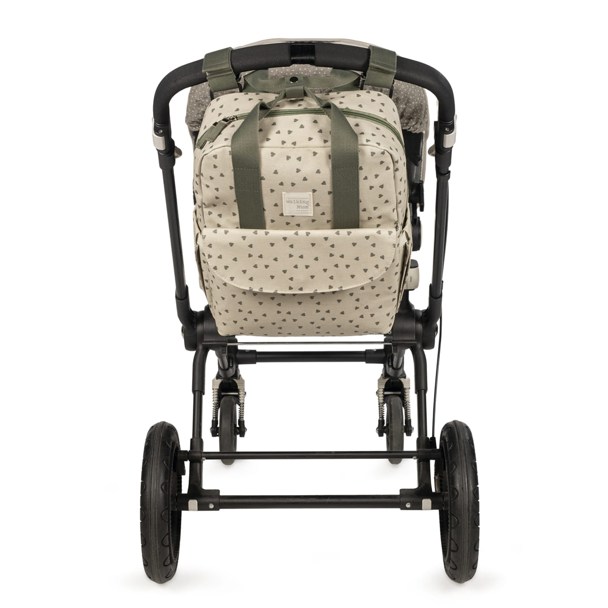 Mochila corazones Poppy Musgo - Walking Mum
