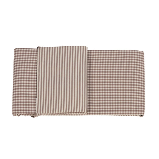 Protector de cuna 120x60 CM Praliné Rayas/Vichy Moka - Walking Mum