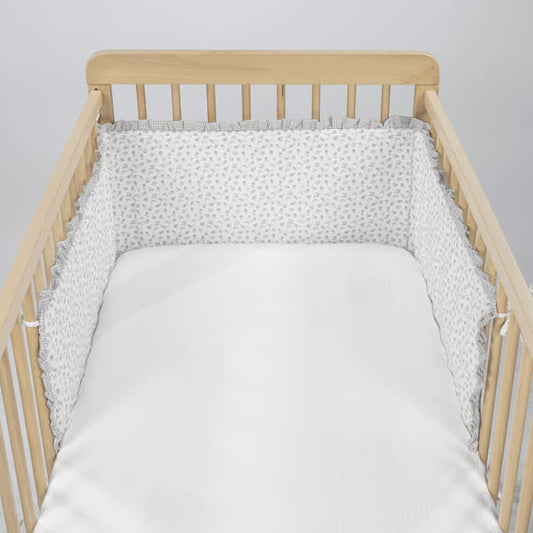 Protector de cuna 120x60 Little Blom Flor Gris - Pasito a Pasito