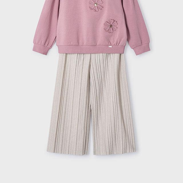 Conjunto pantalón plisado y sudadera niña - Mayoral