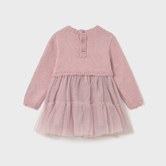 Vestido combinado tricot rosa - Mayoral