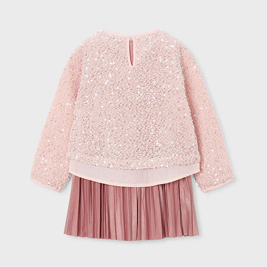 Vestido combinado lentejuelas rosa - Mayoral
