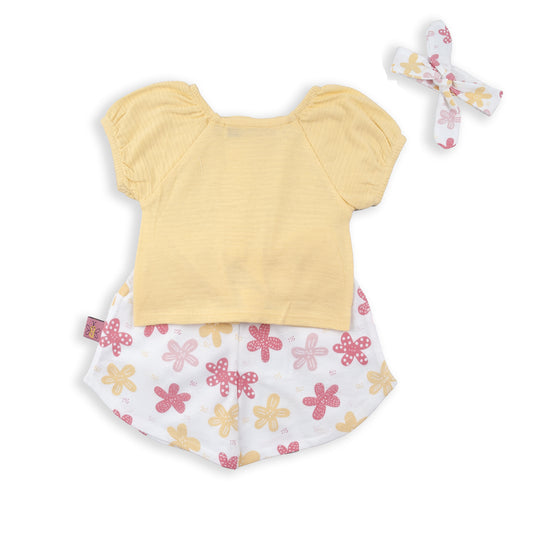 Conjunto 2 piezas y coletero flowers amarillo - BabyBol