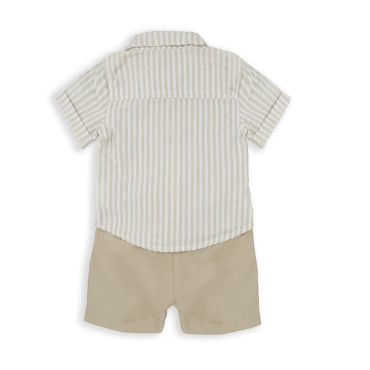 Conjunto camisa rayas beige - BabyBol