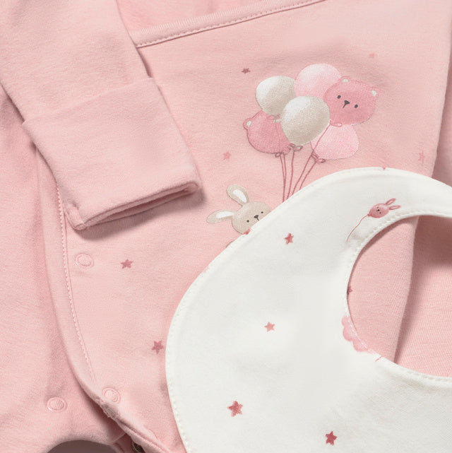 Set de pelele, gorro y babero Ositos Rosa - Mayoral