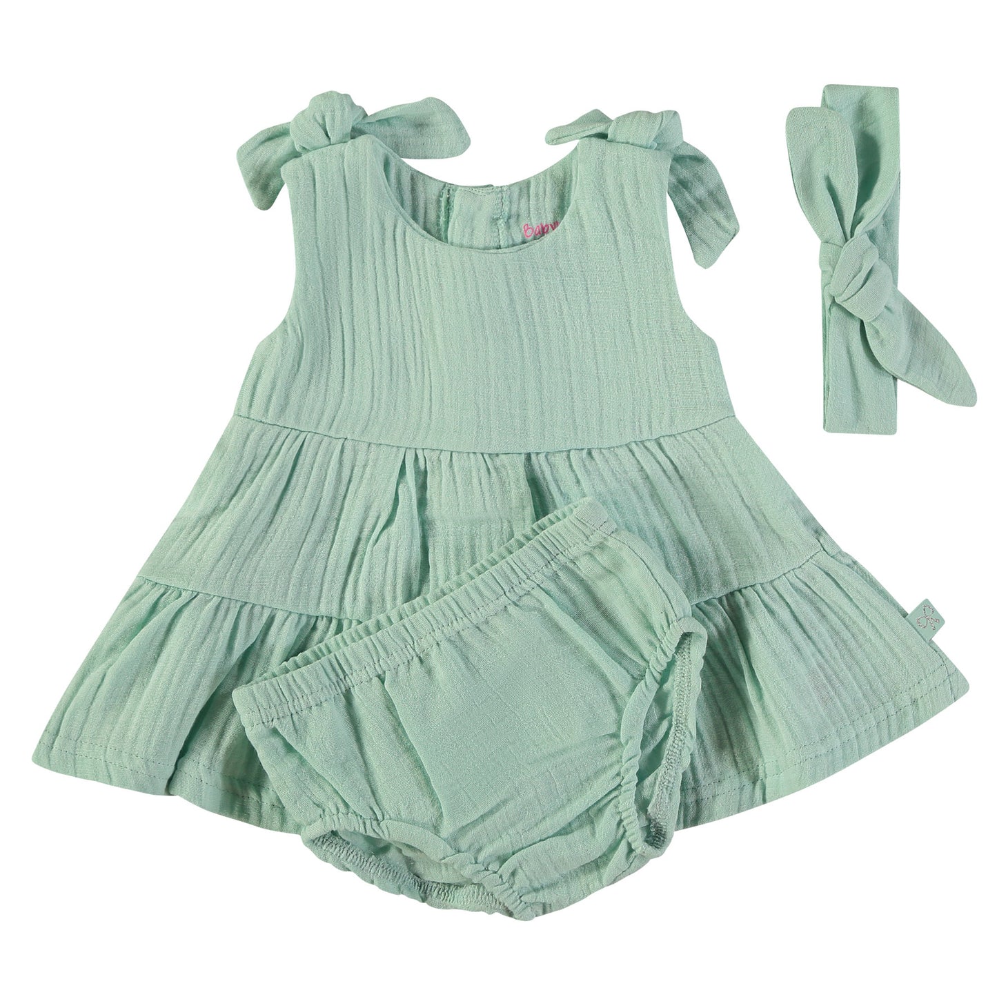Vestido bebé niña 3 piezas Verde Agua- BabyBol