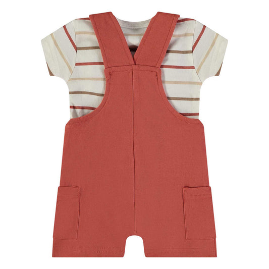 Conjunto peto teja con camiseta de rayas - BabyBol