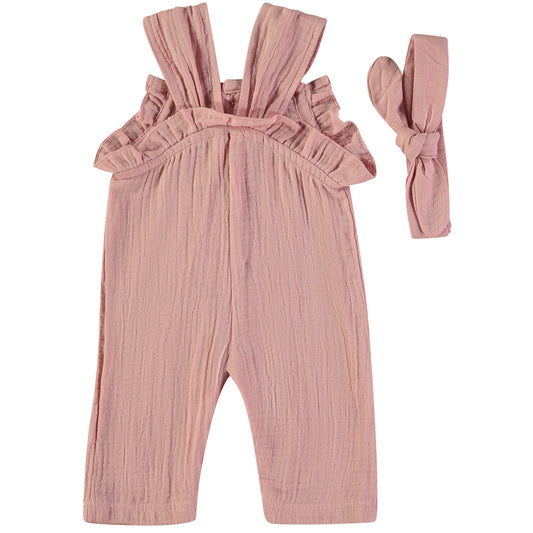Peto niña rosa con volante y diadema - BabyBol