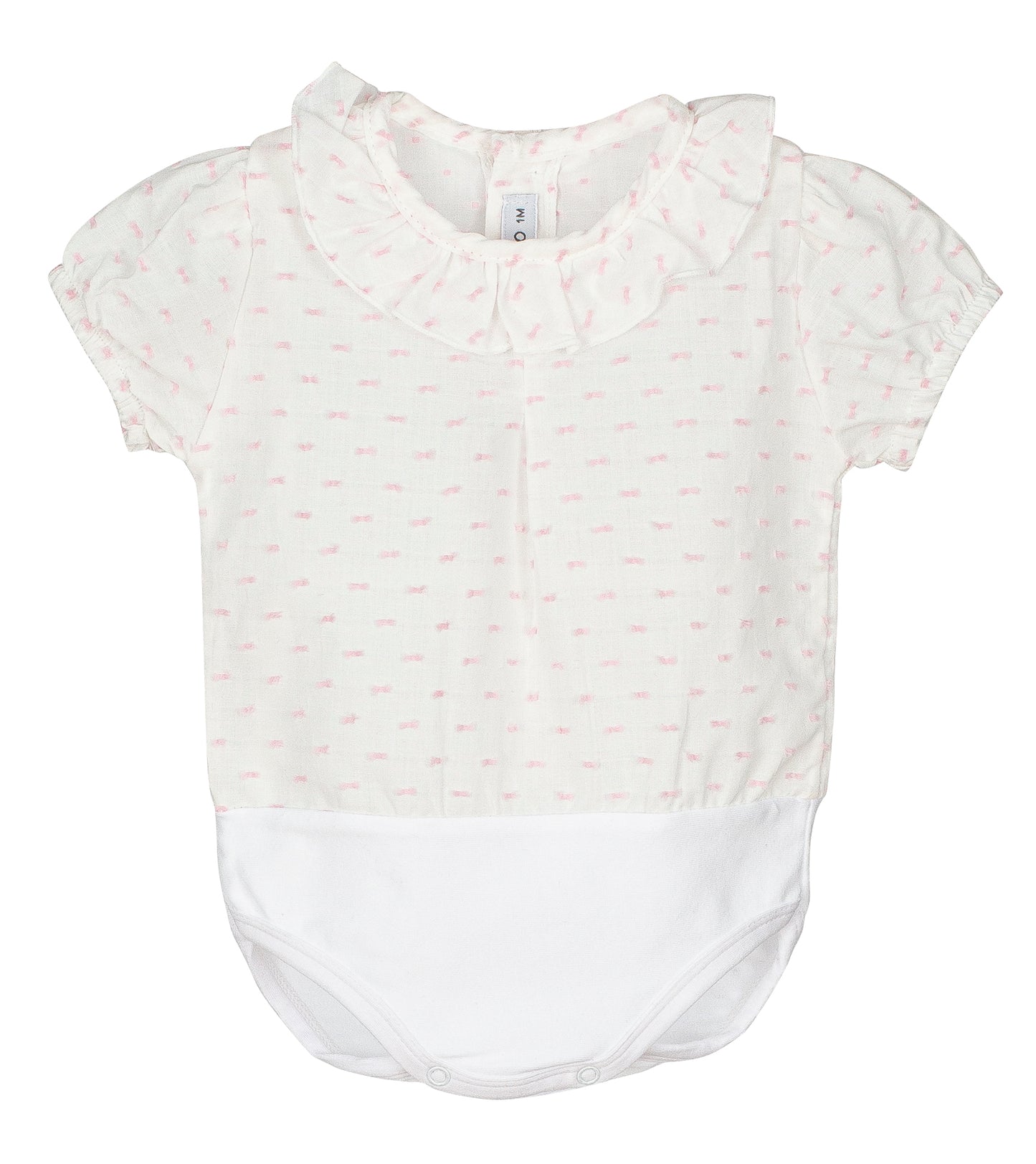 Body camisa manga corta plumeti blanco/nude - Calamaro