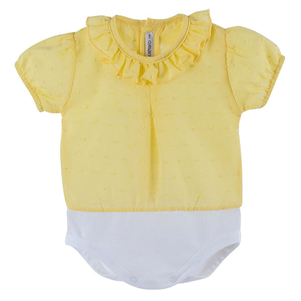 Body camisa manga corta plumeti amarillo - Calamaro