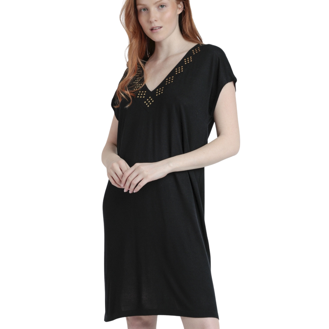 Vestido Manga Corta Swim Studs Negro - Admas
