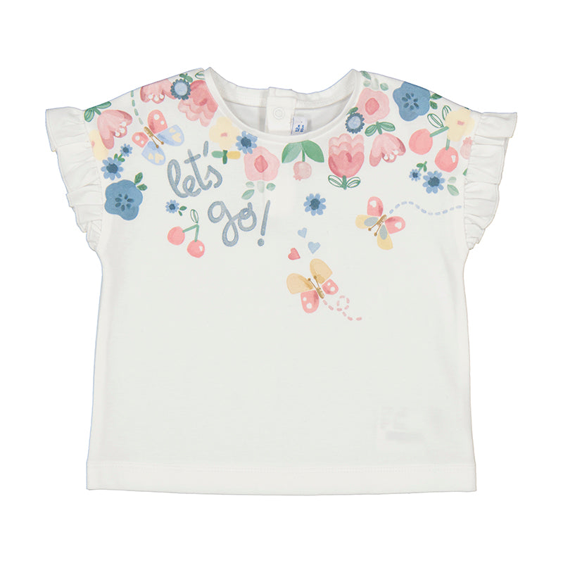 Camiseta estampado blanca con flores y mariposas - Mayoral