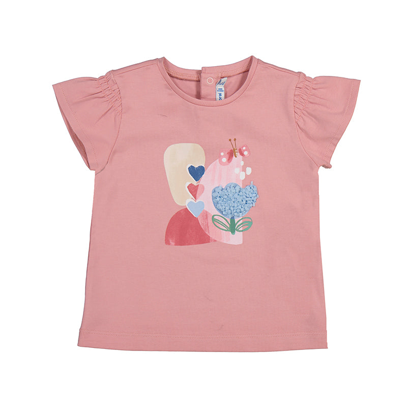 Camiseta bordada rosa flores y mariposas - Mayoral