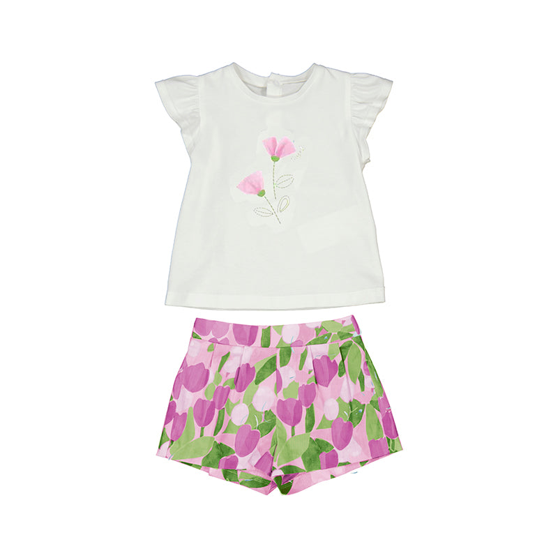 Conjunto pantalón corto floral y camiseta - Mayoral