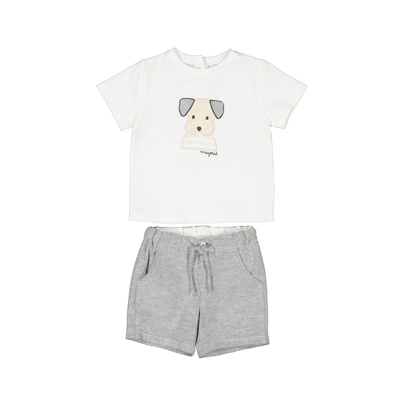 Conjunto bermuda gris con perrito - Mayoral