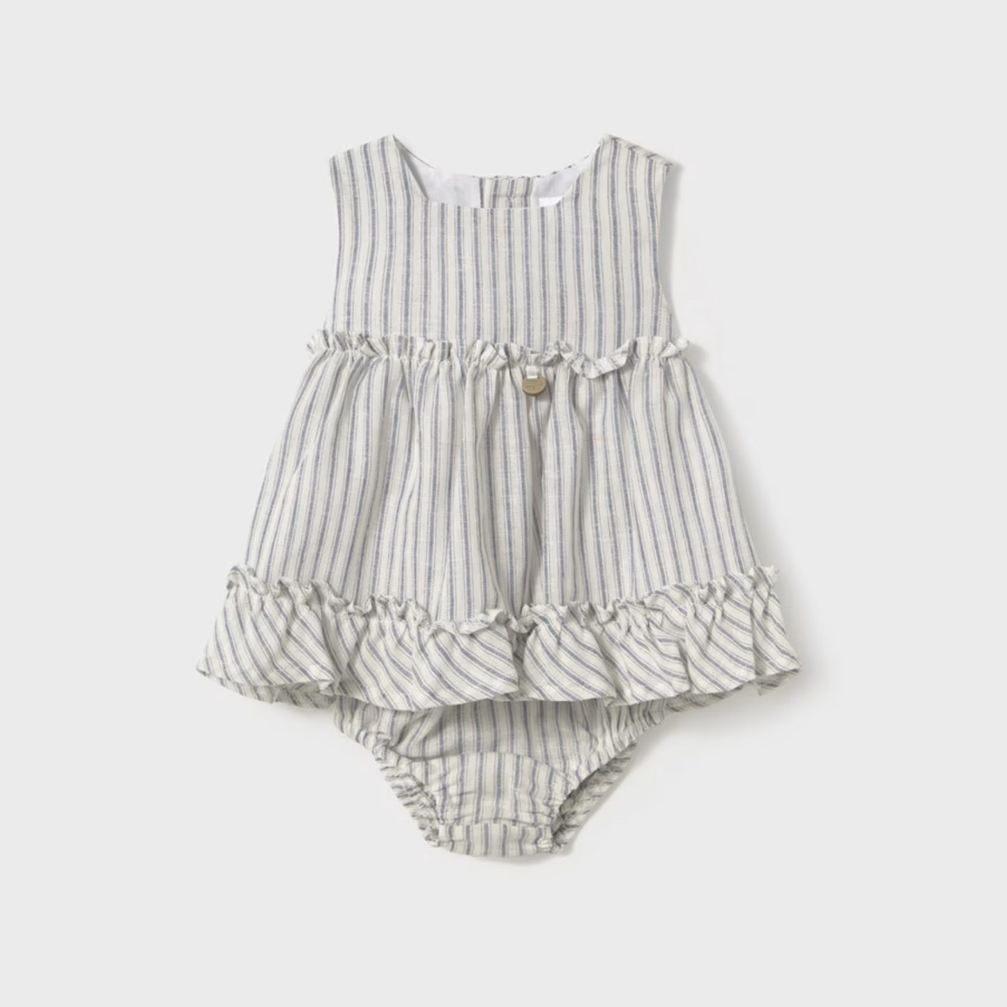 Vestido con cubrepañal rayas natural- Mayoral