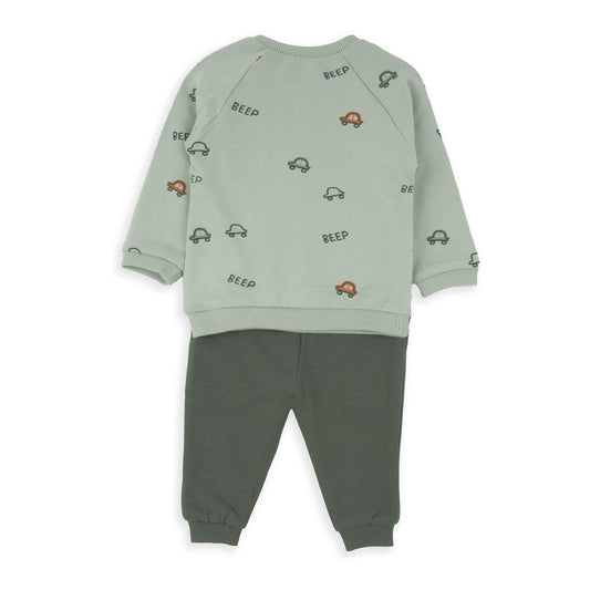 Conjunto chandal verde Coches beep - BabyBol