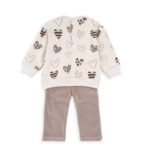 Conjunto 2 piezas Corazones beige - BabyBol