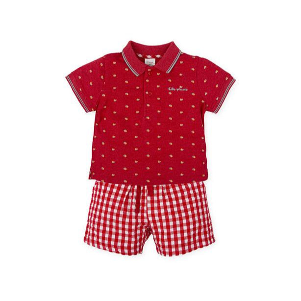 Conjunto polo vichy rojo - Tutto Piccolo