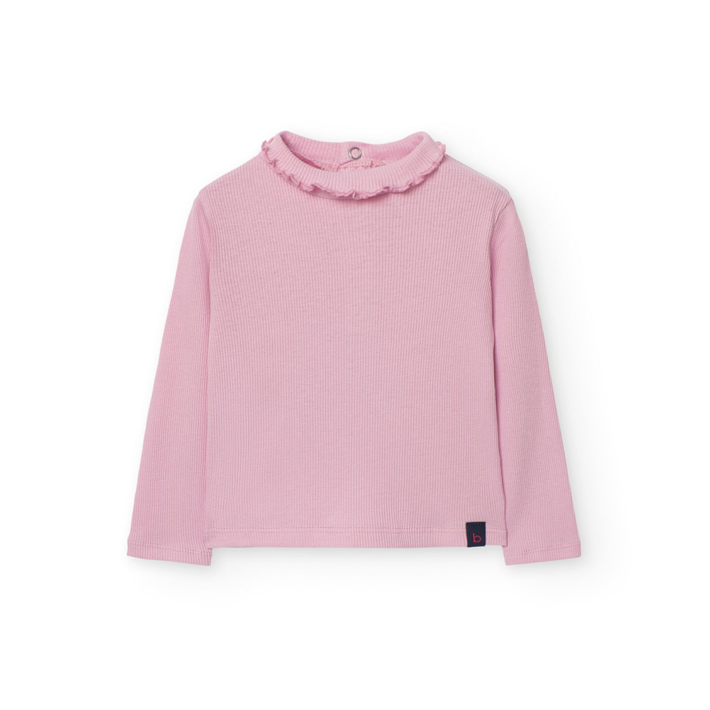Camiseta canalé rosa básica Boboli