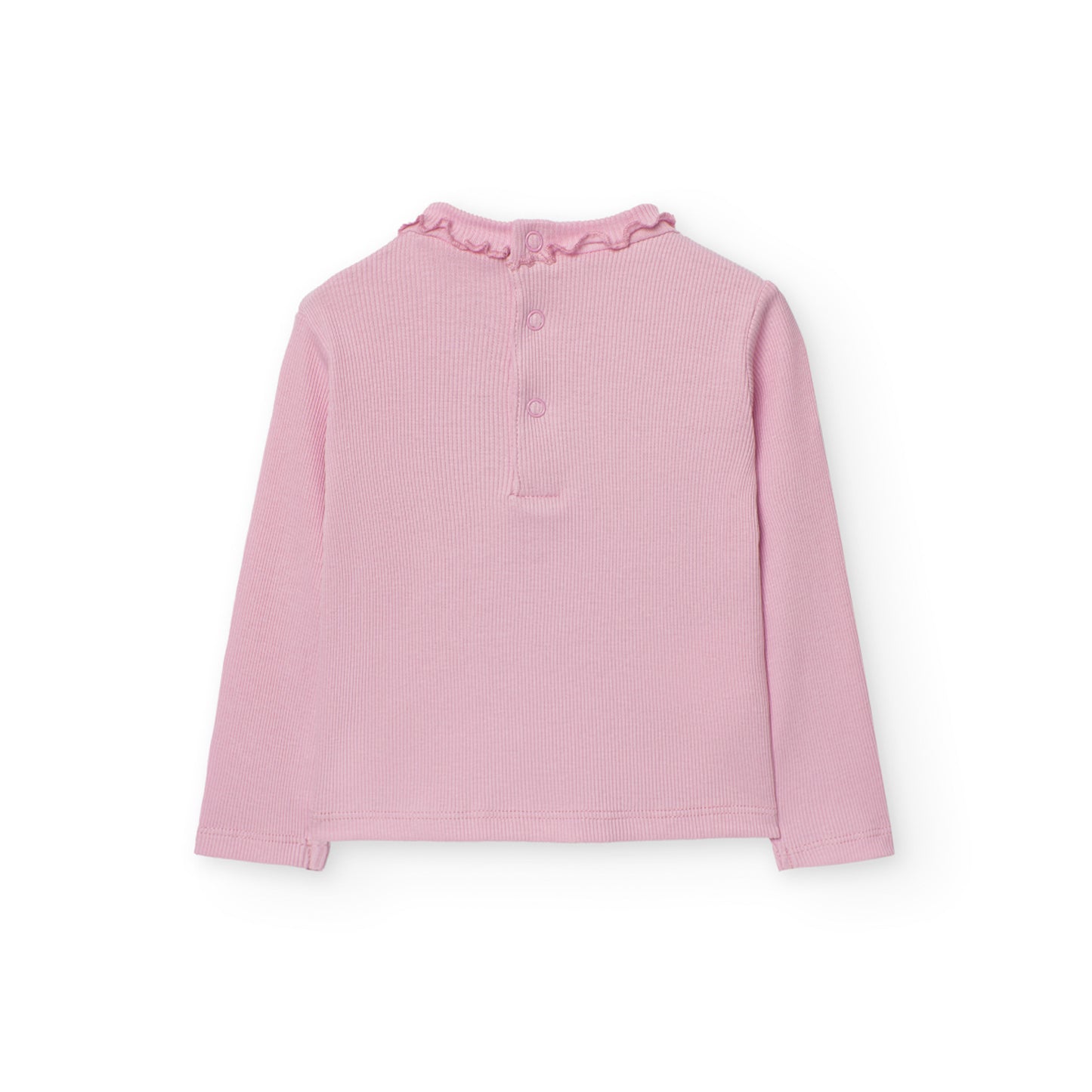 Camiseta canalé rosa básica Boboli