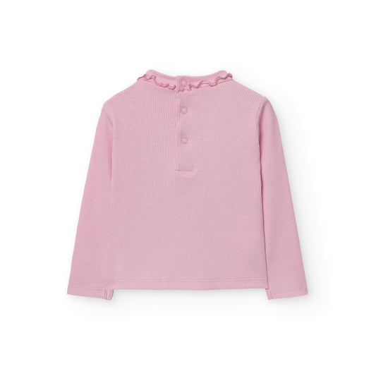 Camiseta canalé rosa básica - Boboli