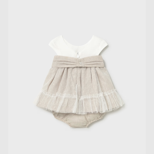 Vestido con ranita ceremonia Beige - Mayoral