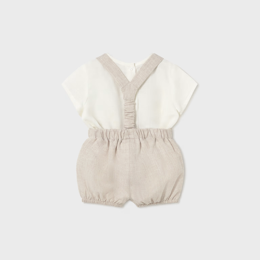 Conjunto peto con tirantes bebé niño trigo- Mayoral