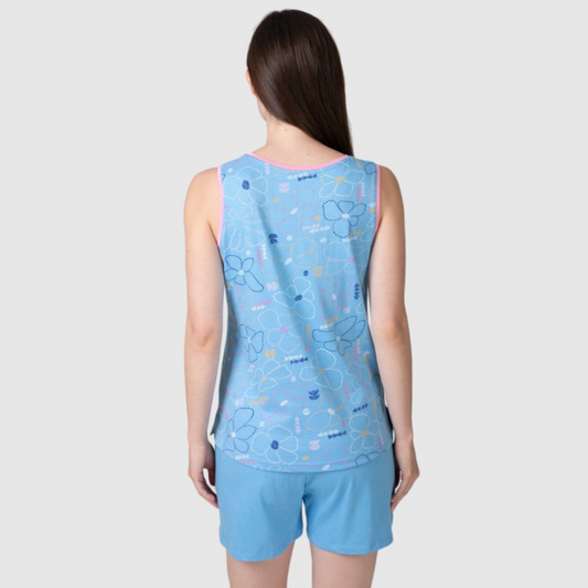 Pijama sin manga estampado azul - Massana