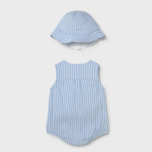 Conjunto bebé rayas azul denim - Mayoral