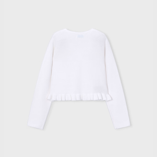 Rebeca tricot estructura volante Blanca - Mayoral