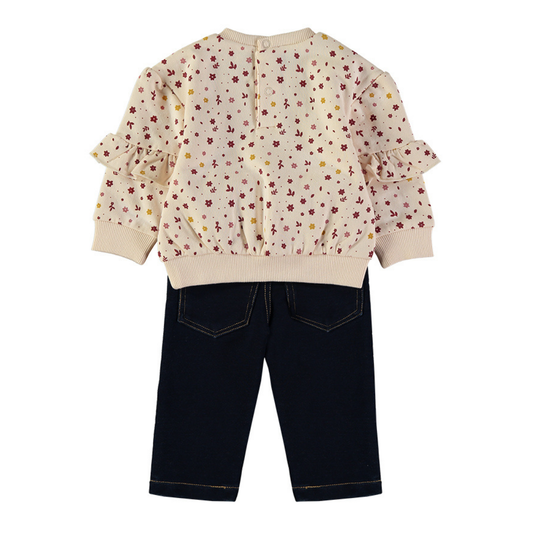 Conjunto Sudadera Flores y Pantalón Vaquero – Babybol