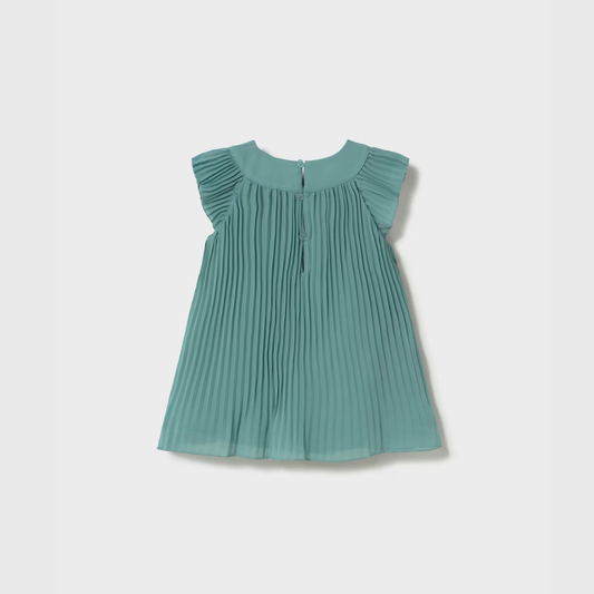 Vestido niña plisado flores Roma Menta - Mayoral