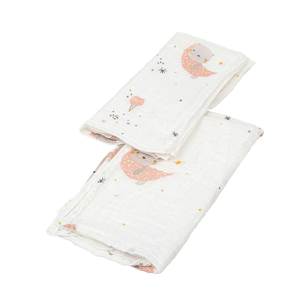 Muselinas bambú pack 2 Osito rosa - Bimbidreams