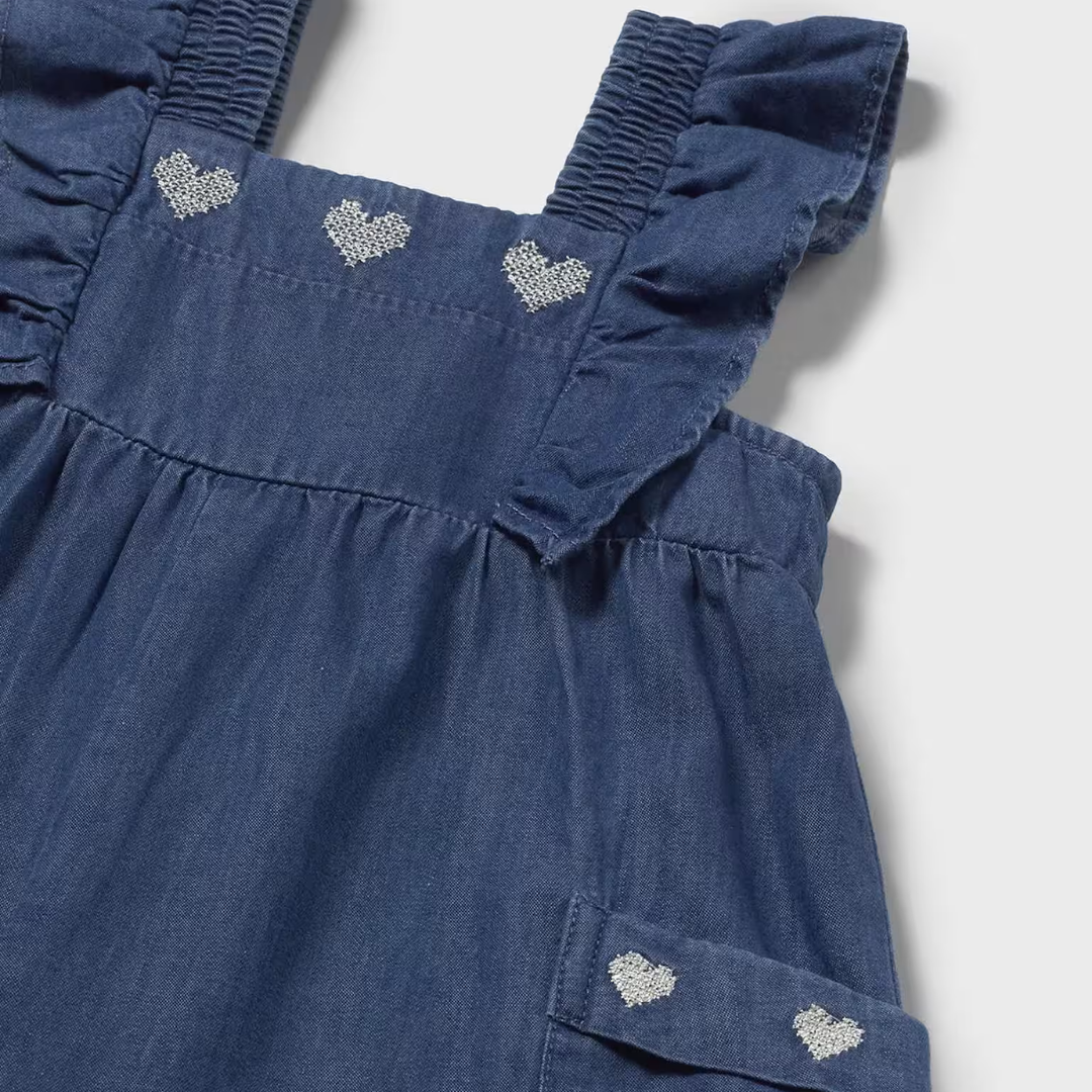 Mono Denim corto volantes bebé - Mayoral