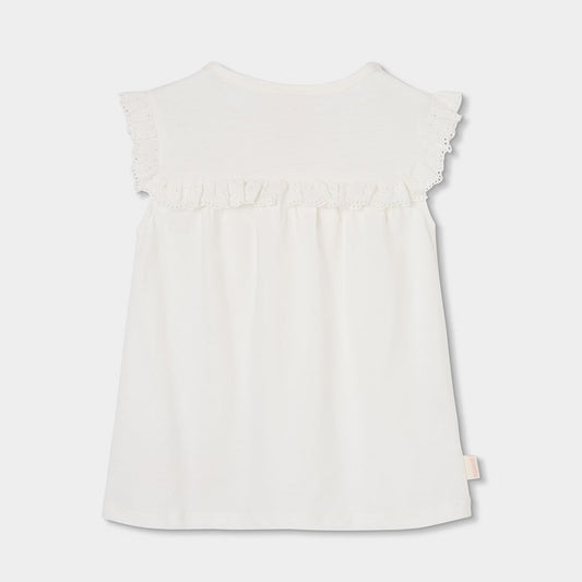 Camiseta niña algodón blanca bordado flores - Boboli