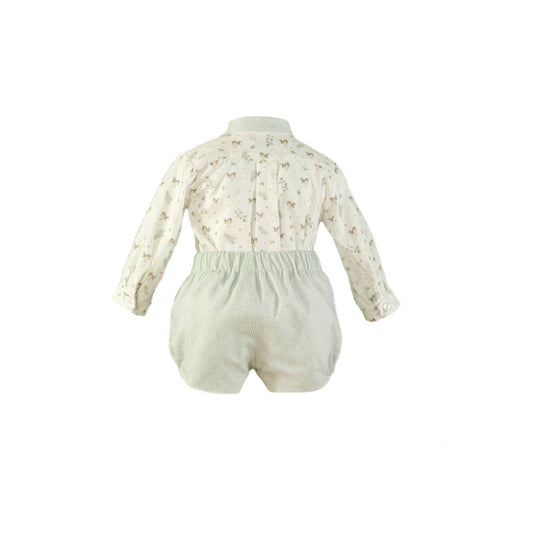 Conjunto bebé niño estampado pajaritos Mint - Miranda