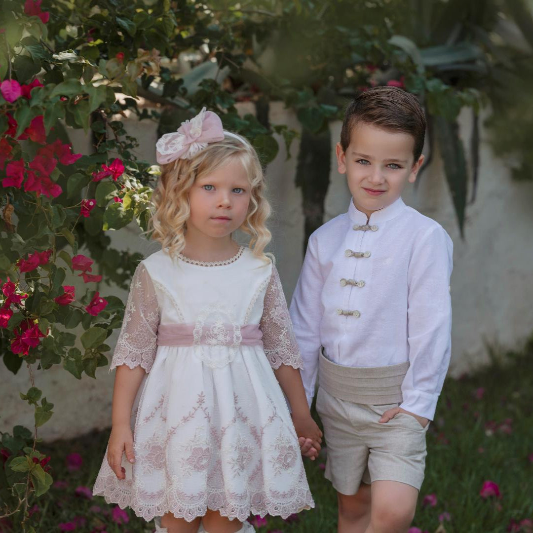 Pantalón corto niño cinturilla beige Miranda