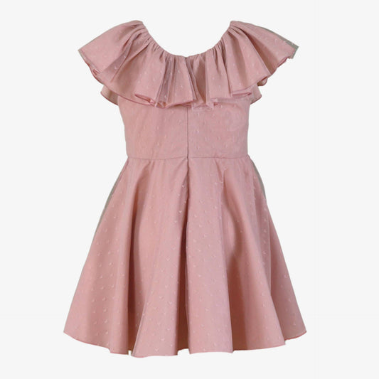 Vestido niña rosa con gasa y flores Miranda