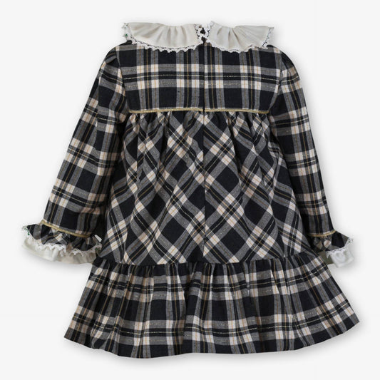 Vestido infantil gris y cuello blanco Addison - Miranda
