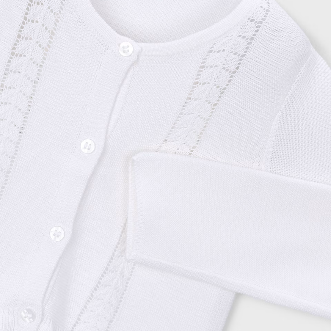 Rebeca tricot estructura volante Blanca - Mayoral