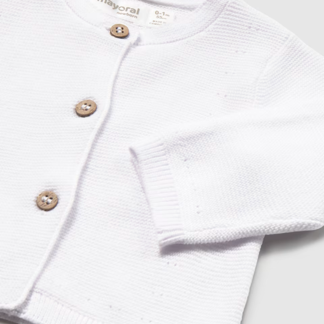 Rebeca tricot bebé unisex blanca - Mayoral