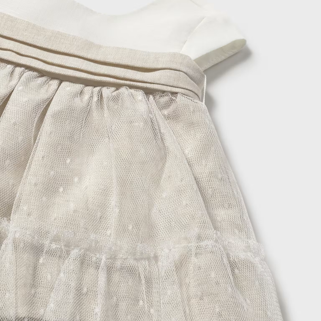 Vestido con ranita ceremonia Beige - Mayoral