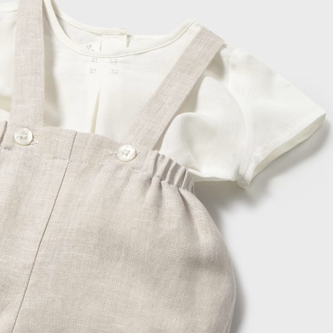 Conjunto peto con tirantes bebé niño trigo- Mayoral