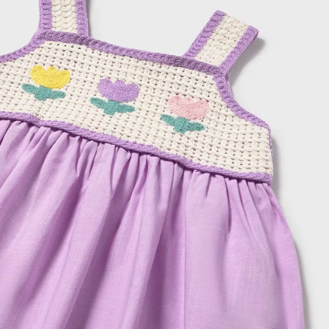 Vestido niña combinado crochet Tulipanes - Mayoral