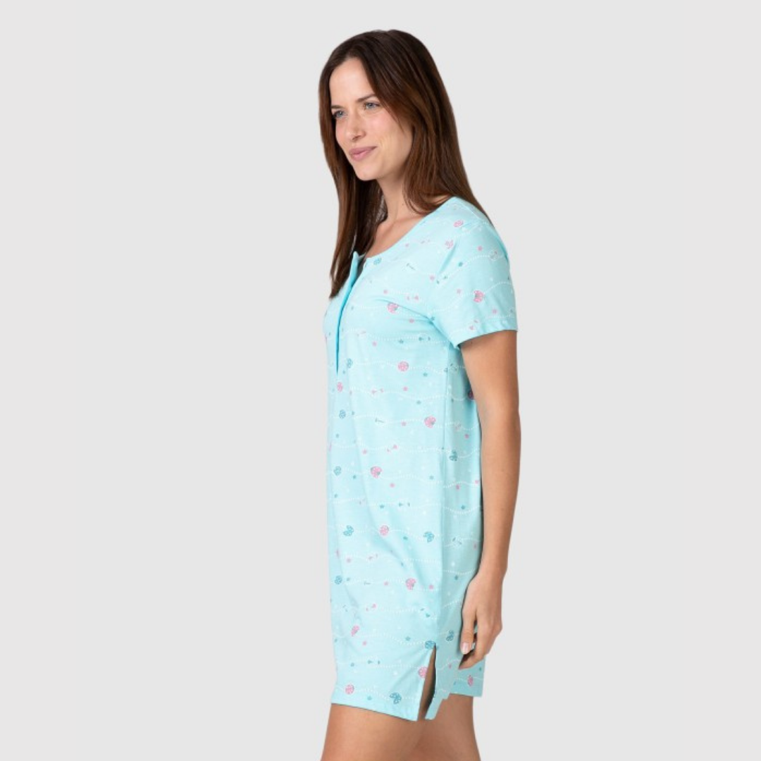 Camisón manga corta estampado turquesa - Massana