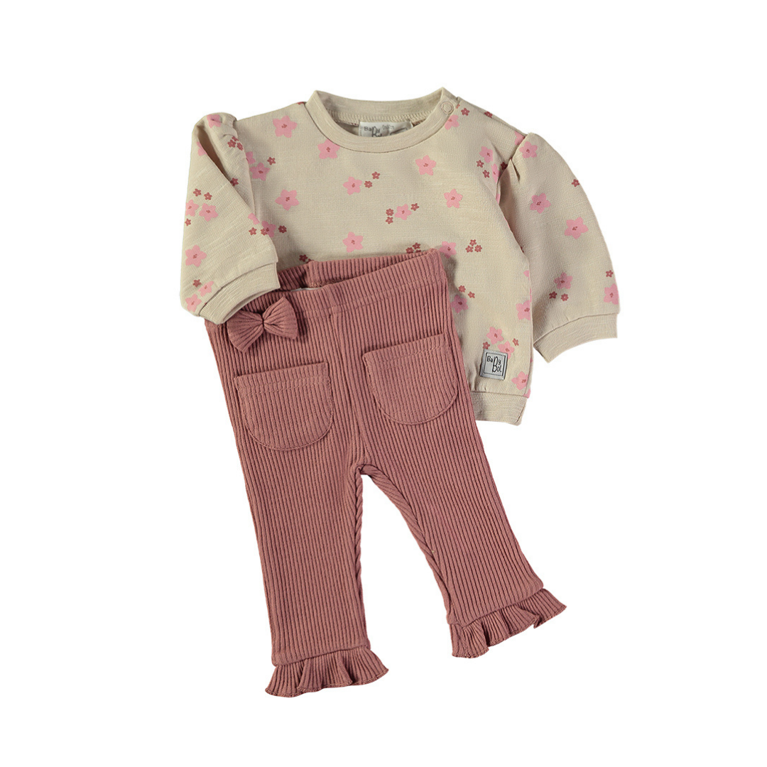 Conjunto Sudadera y Pantalón Flores Rosa – Babybol
