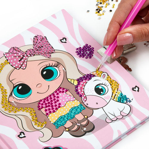 Set diario con boli y candado con diamantes cute - Kidea